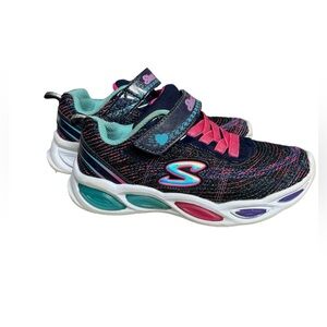 Skechers S-Lights Twinkle Toes Glitter Sneakers | Girls Size 10 Toddler